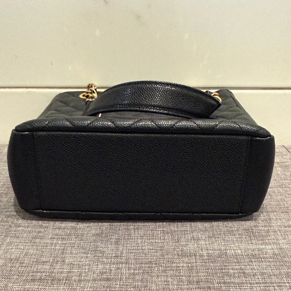 CHANEL Black Quilted Caviar Leather Petite Shopper with Gold Hardware. - Picture 13 of 16